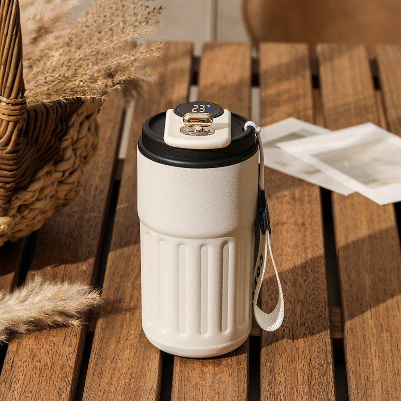 Stainless Steel Smart Digital Portable Thermal Coffee Vacuum Flask 450ml