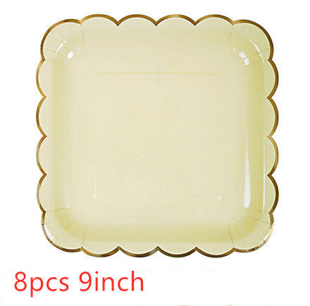 Disposable Flowery Party Tableware 9 inch square plate