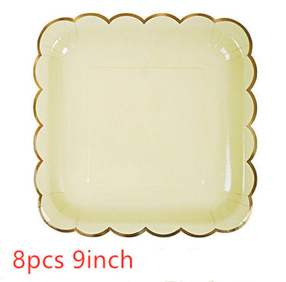 Disposable Flowery Party Tableware 9 inch square plate