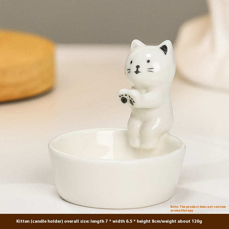 Cute Kitten Capybara Warming Paws Tealight Candle Holder