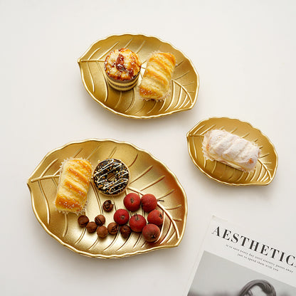 Leaf Shaped Gold Plated Serving Decorative Tray