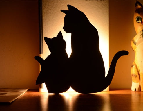 Cute Cat Shadow LED Night Light Motion Sensor Torch Wireless USB / Battery