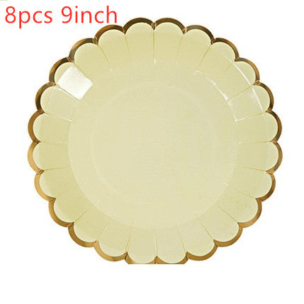 Disposable Flowery Party Tableware 9 inch Round Plate