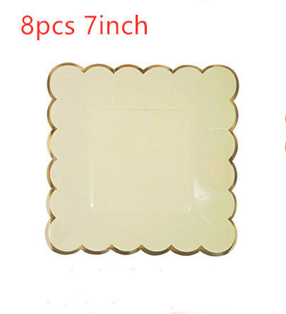 Disposable Flowery Party Tableware square 7 inch plate