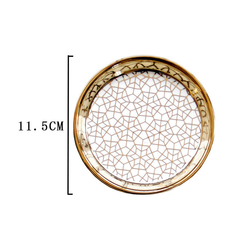 Luxury Golden Ceramic Round Heart Shaped Serving Dish/Plates