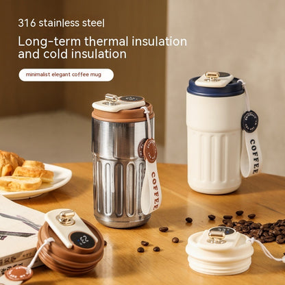 Stainless Steel Smart Digital Portable Thermal Coffee Vacuum Flask 450ml