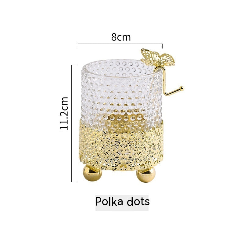 Glass Crystal Gold Lace Base Glass Tealight Candle Holder