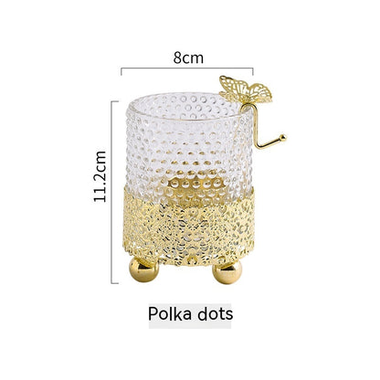 Glass Crystal Gold Lace Base Glass Tealight Candle Holder