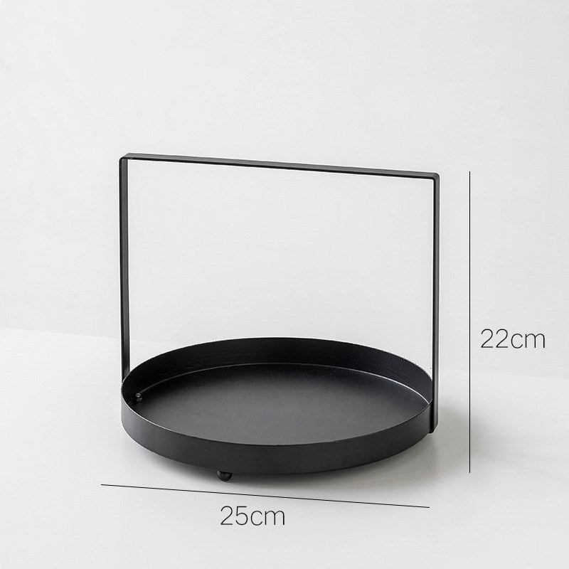 Double 2-Tier Metal Round Square Serving Tray