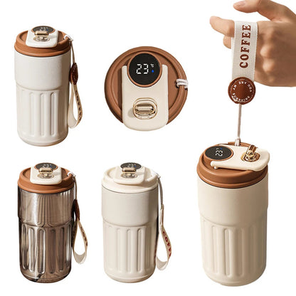 Stainless Steel Smart Digital Portable Thermal Coffee Vacuum Flask 450ml