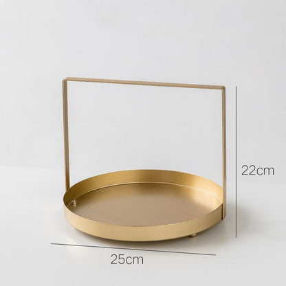 Double 2-Tier Metal Round Square Serving Tray