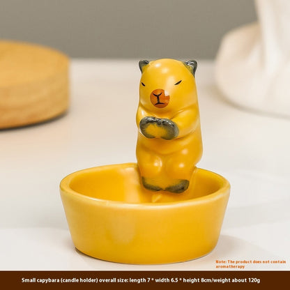 Cute Kitten Capybara Warming Paws Tealight Candle Holder