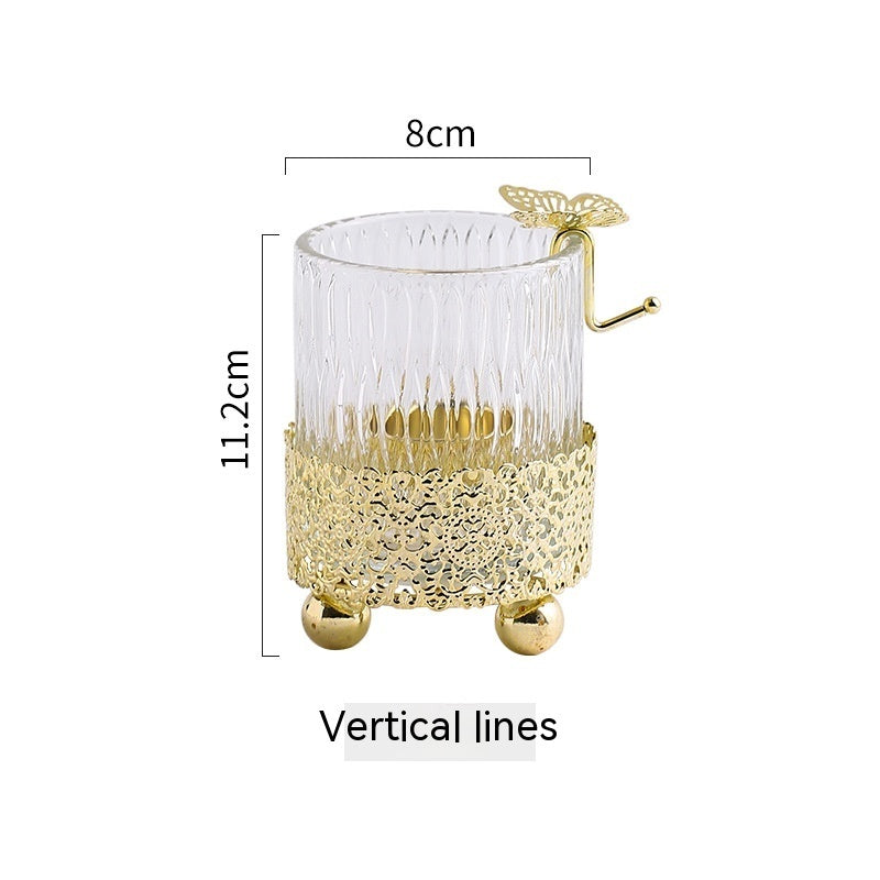 Glass Crystal Gold Lace Base Glass Tealight Candle Holder