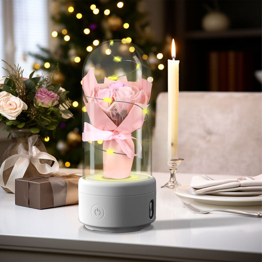 2-in-1 Rose Bouquet LED Night Light And Bluetooth Speaker