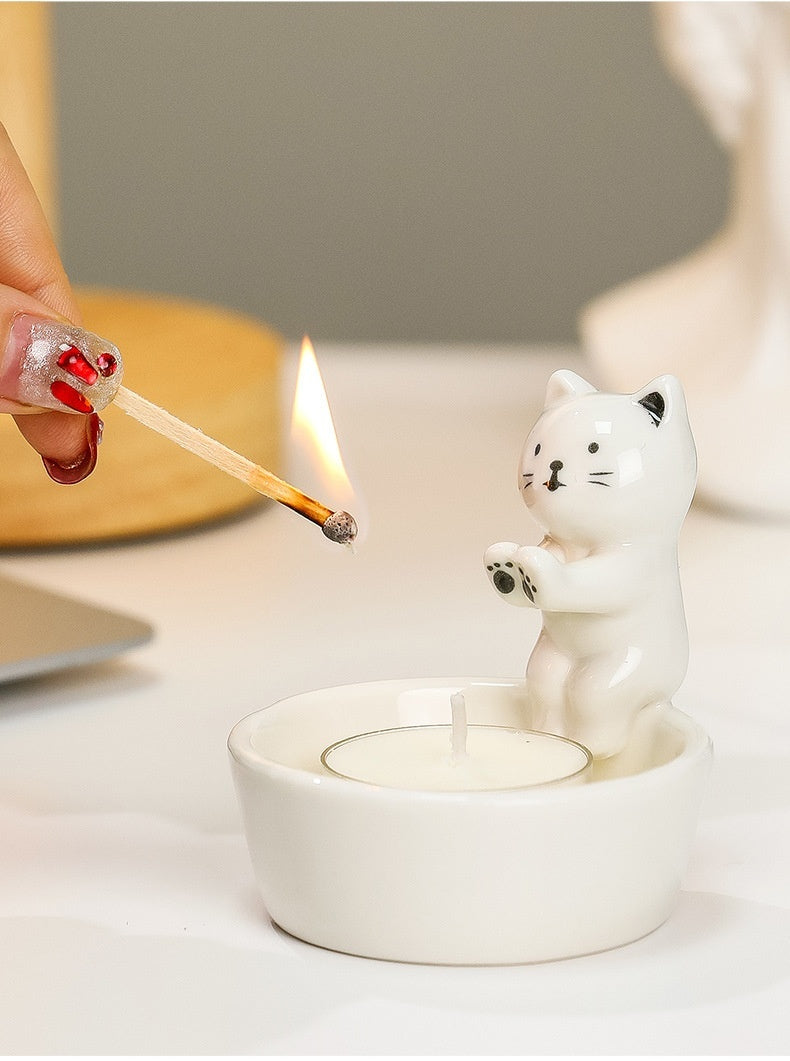 Cute Kitten Capybara Warming Paws Tealight Candle Holder