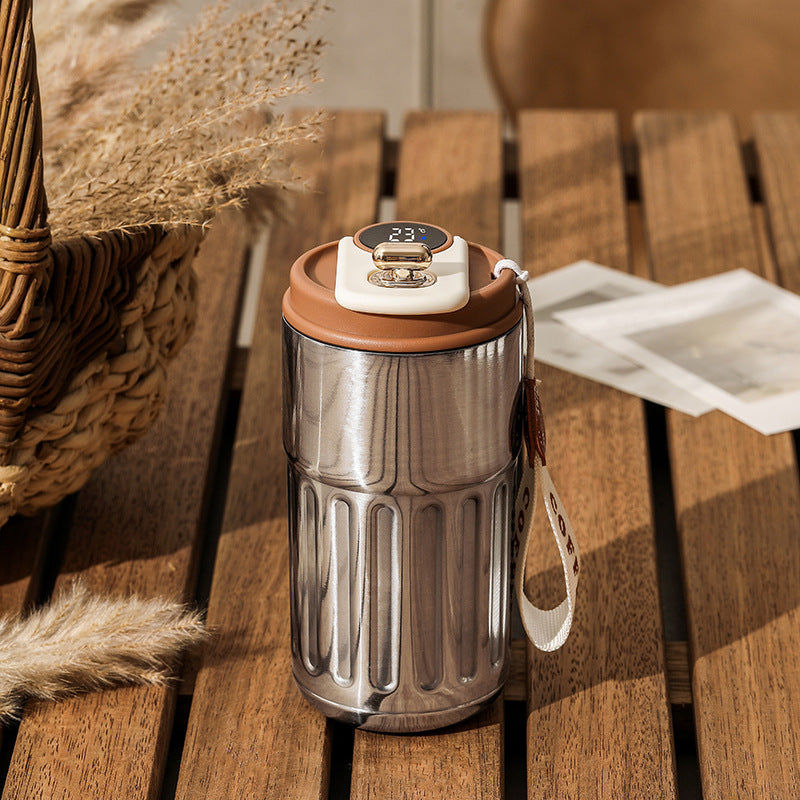 Stainless Steel Smart Digital Portable Thermal Coffee Vacuum Flask 450ml