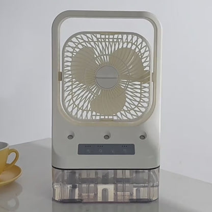 USB Rechargeable Desk Fan with Cooling Water Air Conditioning Tank